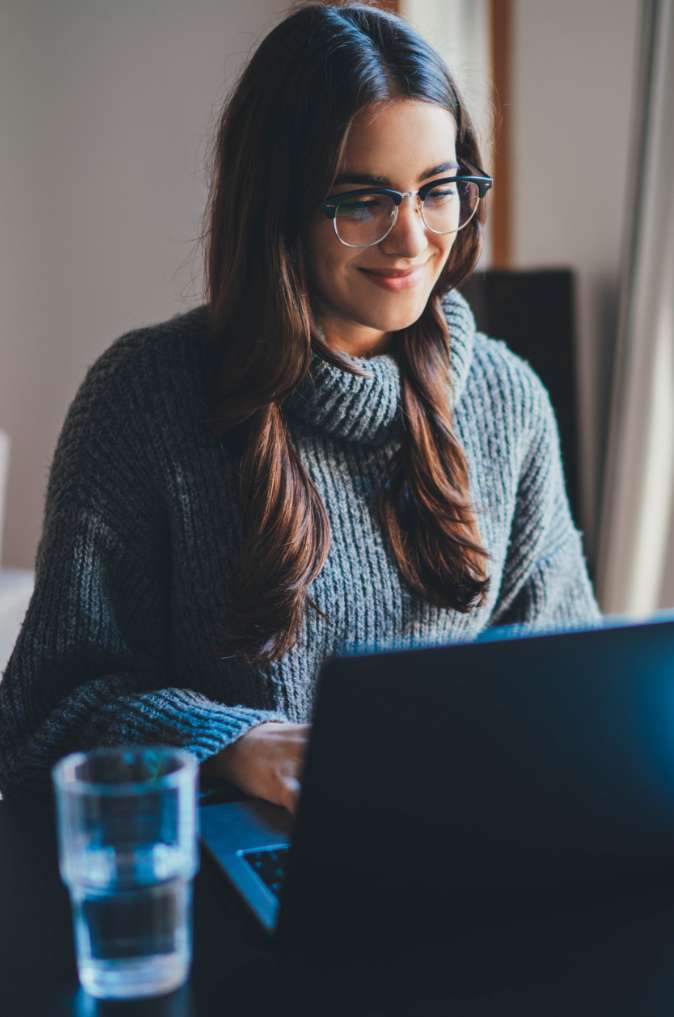 woman working on laptop