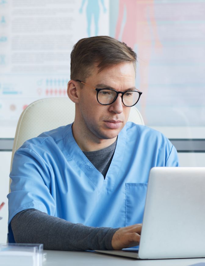 nursing student on laptop